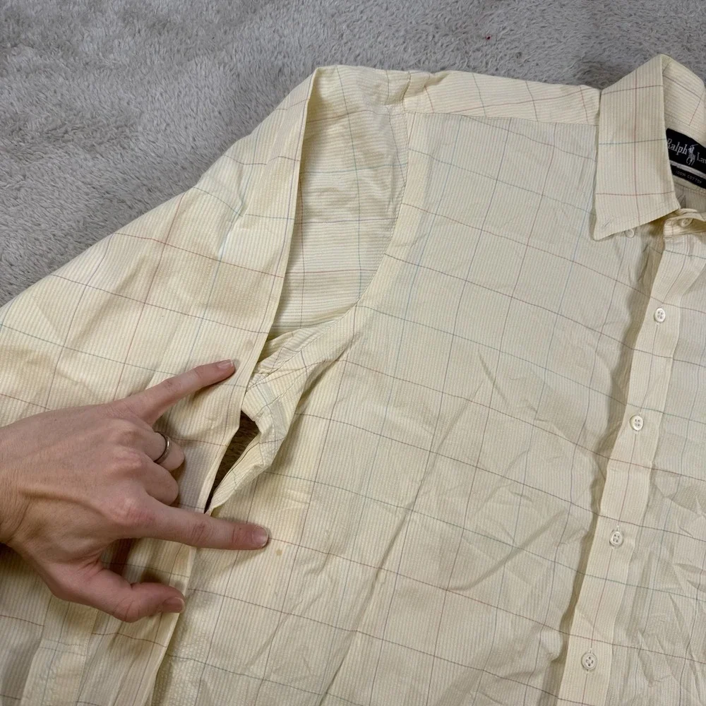 Polo Ralph Lauren Shirt Men XL Yellow Stripe Long Sleeve Button Down Pony Cotton